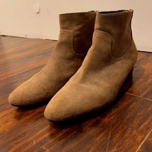 Tan Suede Heeled Booties